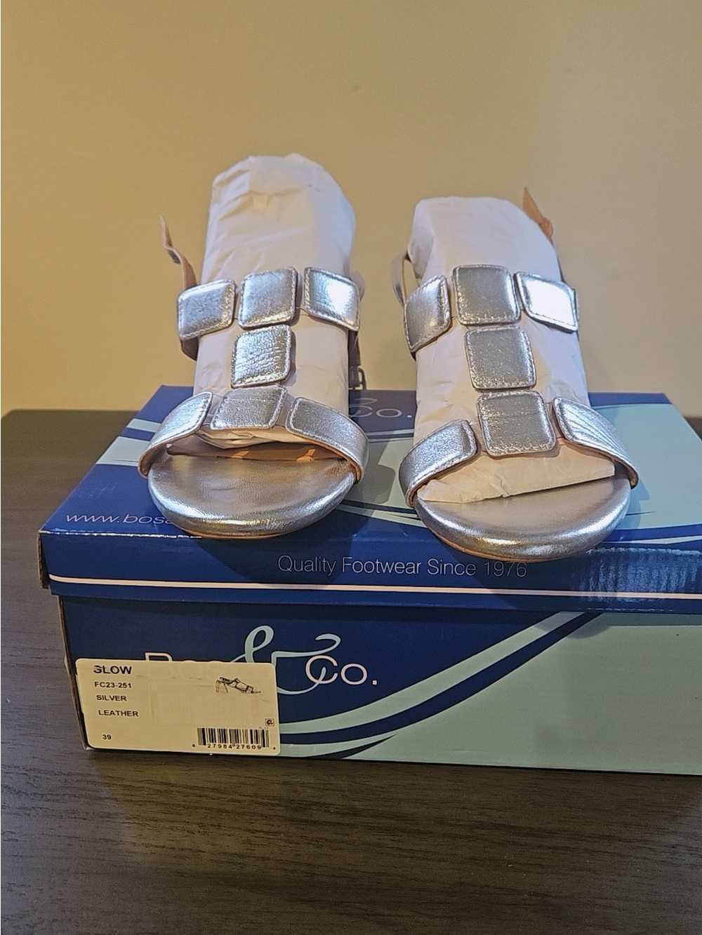 Silver Metallic Square-Accent Slide Sandals